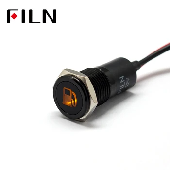 

FILN 14mm Car dashboard Tank cap symbol led red yellow white blue green 12v led indicator light with 20cm cable