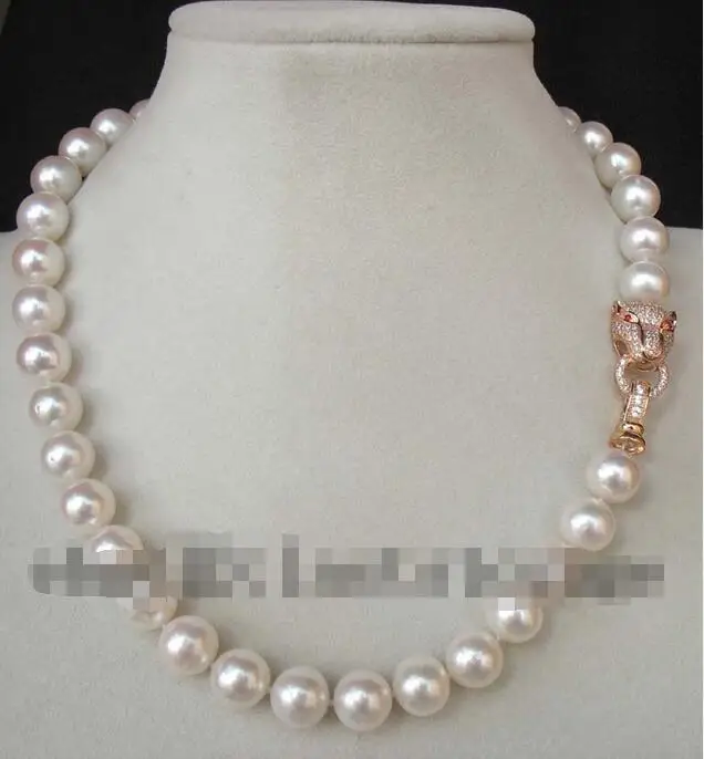 

WOW! Popular freshwater white pearl 10-11mm leopard necklace 18