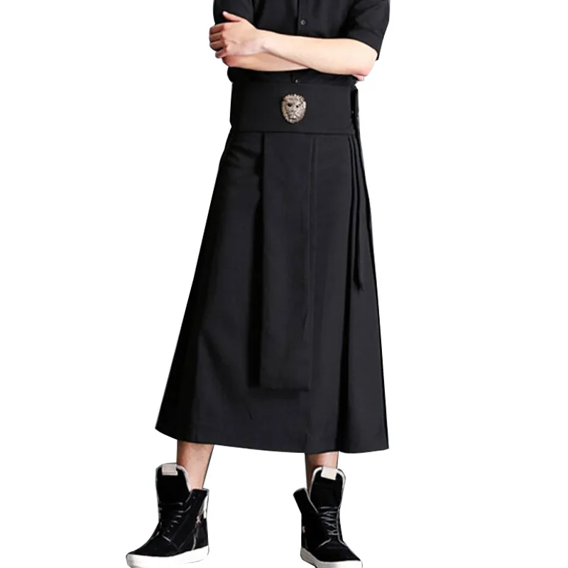 

Male Skirt Pant Street Fashion Hiphop Punk Casual Harem Pant Men Wide Leg Trousers Stage Show Costume