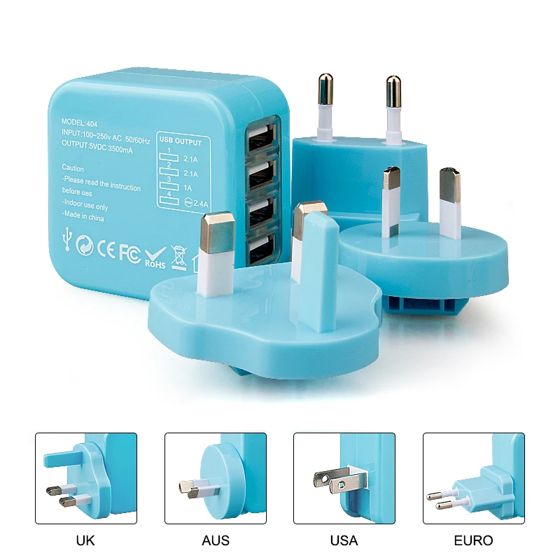 USBTravelChargerwithPowerAdapterEUUKUSAUSUniversalPlug