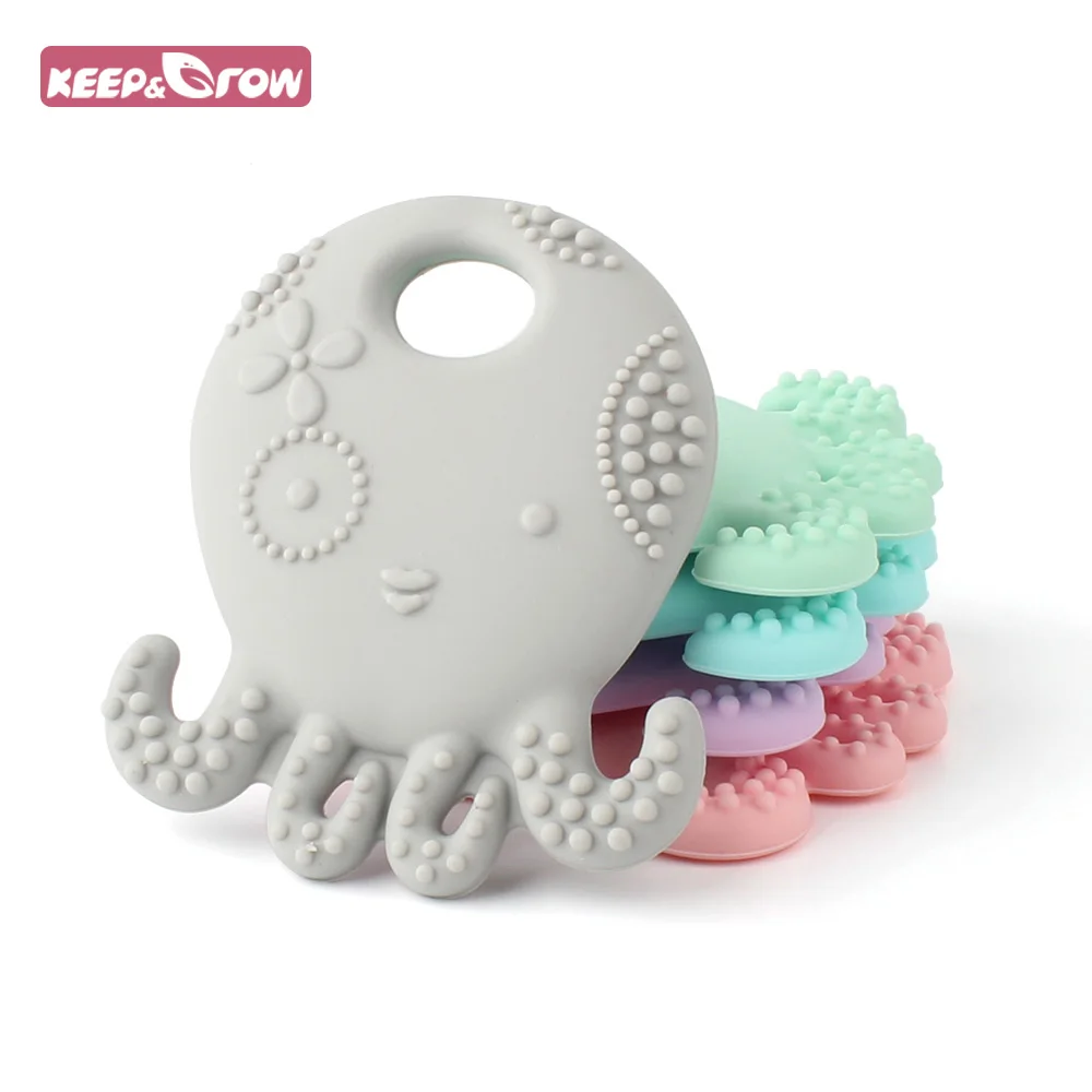 

Keep&Grow 1Pc Octopus Shape Baby Teethers BPA Free Food Grade Silicone Teethers Baby Teething Toys Necklace Pendant Shower Gifts