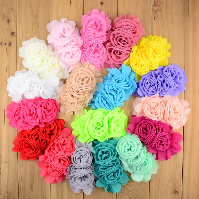 

22pcs/lot 22 Color U Pick 5.6 Inch Large Rolled Chiffon Rosette Flowers DIY Craft Girls Headband Garment Accessories TH203