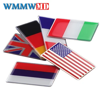 

2Pcs Car styling 3D UK USA ITALY FRANCE GERMAN Russia National Flags SPORT Car Stickers Auto Motorcycles Decorating Accessories