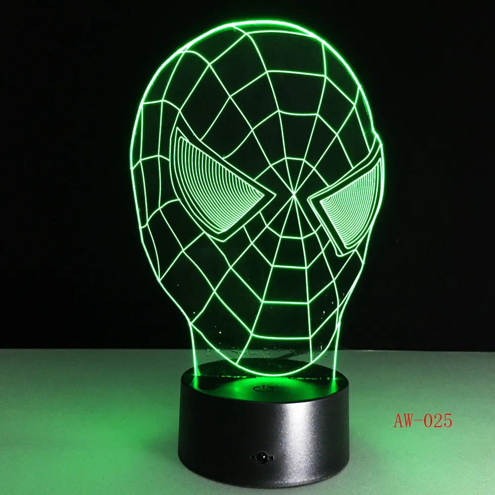 Горячая Распродажа фигурка супергероя SpiderMask 3D лампа многоцветный светодиодный градиент ночник Lampara фестиваль ребенок подарок на день рождения AW-025