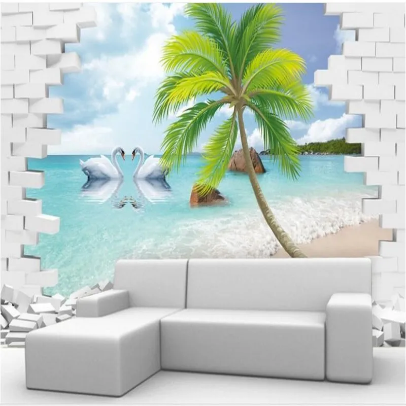 

wellyu Custom large frescoes 3D Aegean Sea love couple Yuanyang bath TV background wall non - woven wallpaper papel de parede