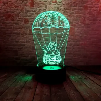 

LED Santa Claus Balloons Model 3D Illusion LED NightLight Color Light Glow in the Dark Luminous Toys Christmas Decoration