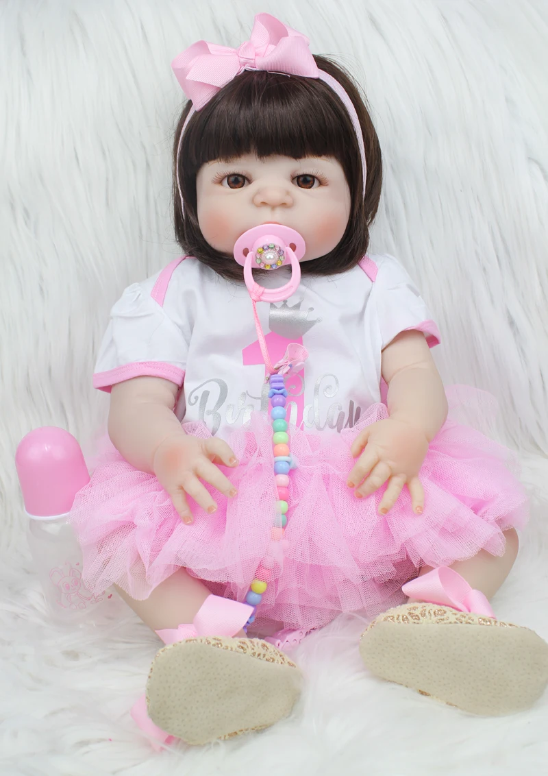 55 см полностью силиконовая кукла-Реборн, игрушки как настоящая новорожденная принцесса для маленьких девочек, кукла, подарок на день рождения, детская игрушка для купания