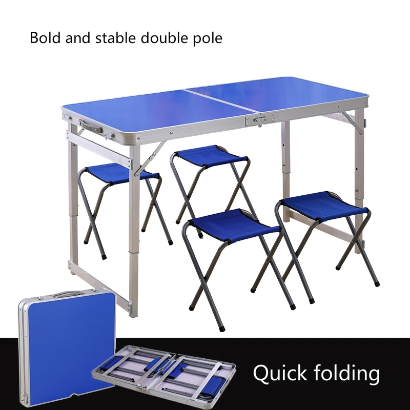  Outdoor Foldable Simple Table with Stool Portable Ultralight Metal Desk Multifunction Camping Dinin