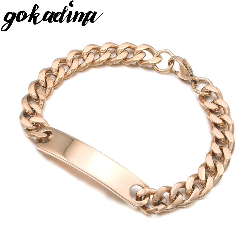 Women Men Stainless Steel ID Bracelet 4 colors WB001 Gokadima