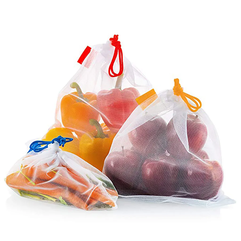 Дышащие сумки для хранения 9 шт. Многоразовые моющиеся хозяйственные сумки для хранения овощей фруктов D90402