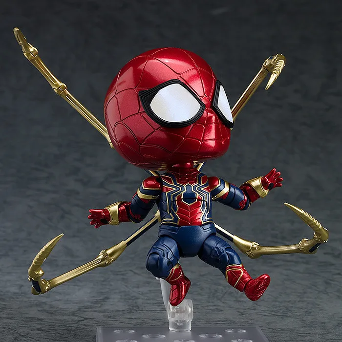 Аниме Marvel Мстители Nendoroid 1037 Милый Железный паук Человек-паук Kawaii 10 см фигурку игрушки