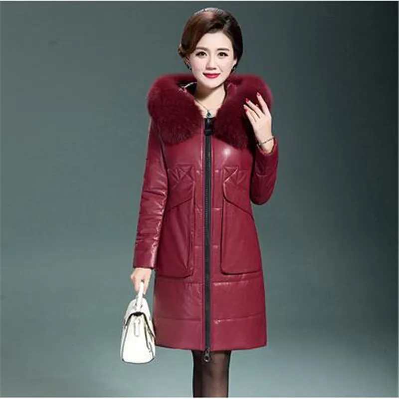 Épaissir Red En taro Wine Mince Cuir Femmes Moyen Vers Bas As894 Purple Veste Manteau apricot Lâche Mode cherry À purple Manteaux Grande Taille Le Long Black Hiver Poche Yellow Capuchon De red TwpSqxadT