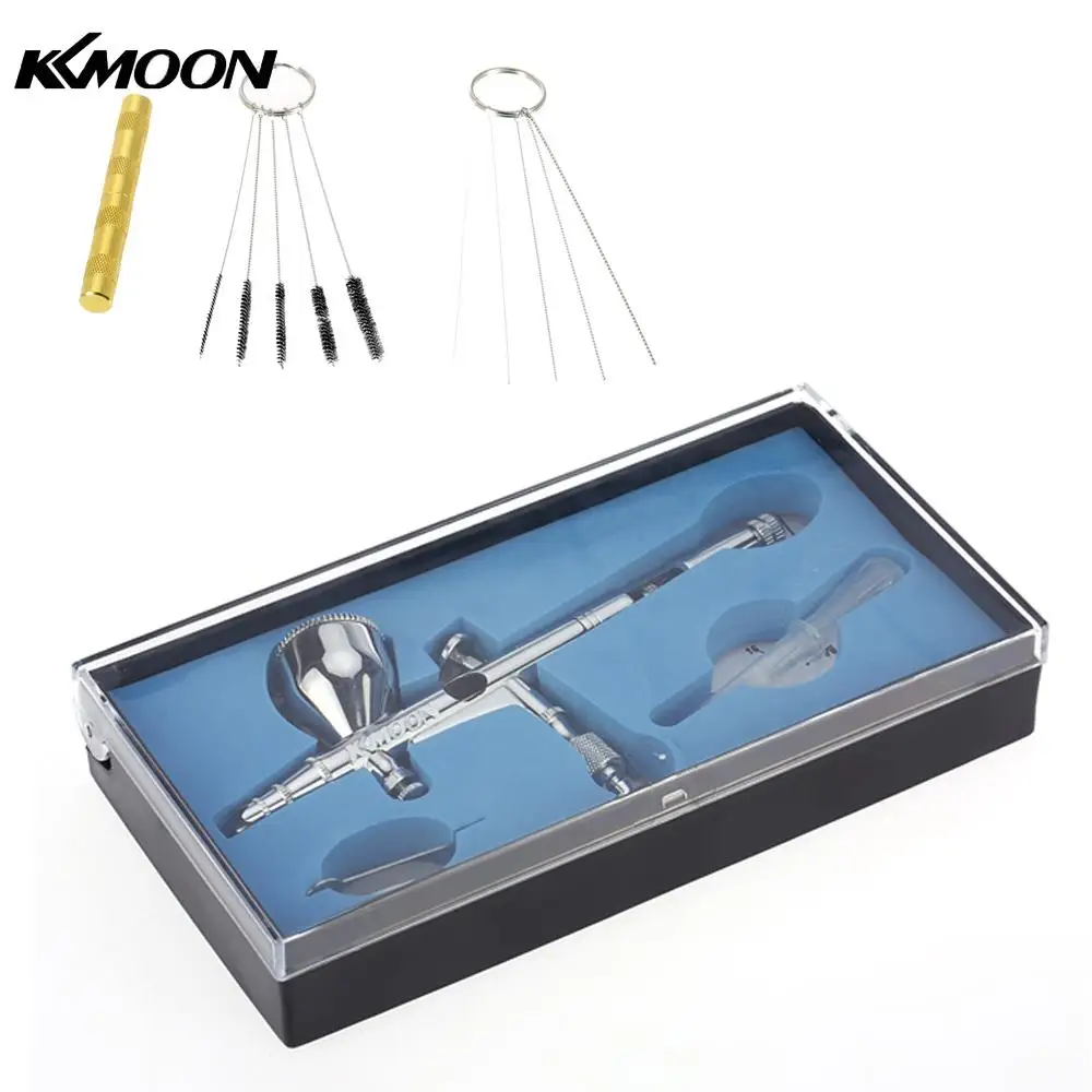 

Dual Action Airbrush Set for Art Painting Tattoo Spray Model Air Brush Nail Tool 0.2mm 9cc + Air Brush Cleaning Repair Tool Kit