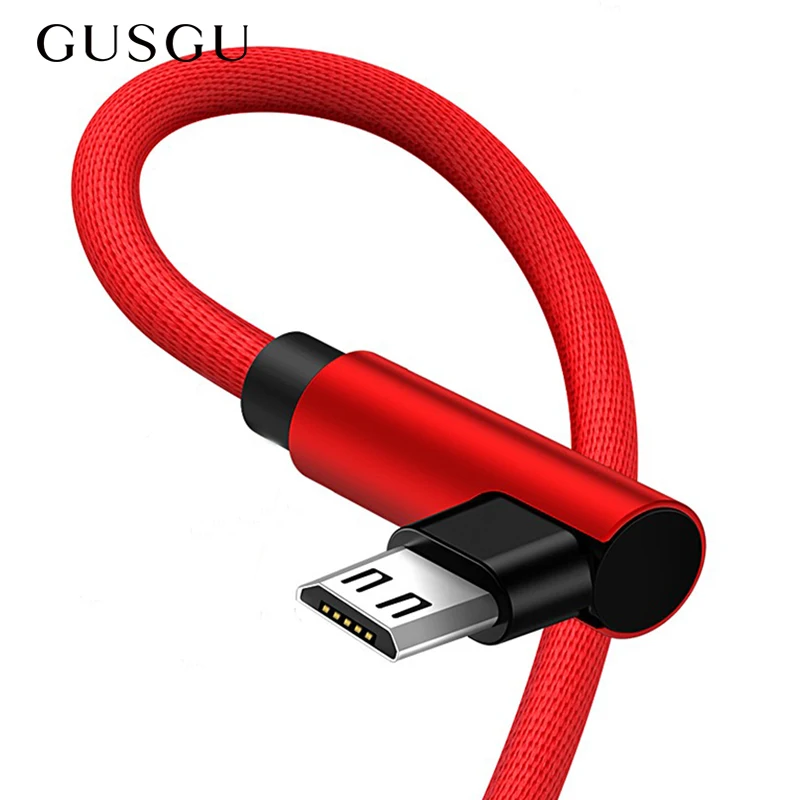 

Micro USB Cable 2A Fast Charger USB Cord 90 Degree Elbow Cable Nylon Braided Data USB Cable for Samsung Xiaomi Huawei HTC