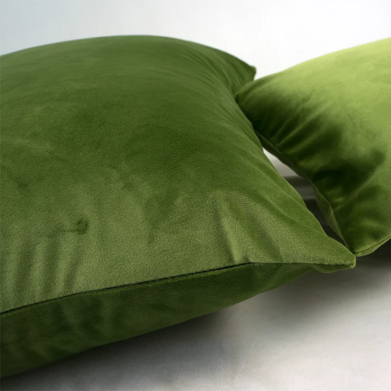 Зеленая бархатная наволочка для подушки, милый мягкий чехол для подушки, без набивки