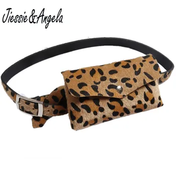 

Jiessie & Angela fashion women waist packs leopard handbag vintage fanny pack women belt bag horse hair pouch bags