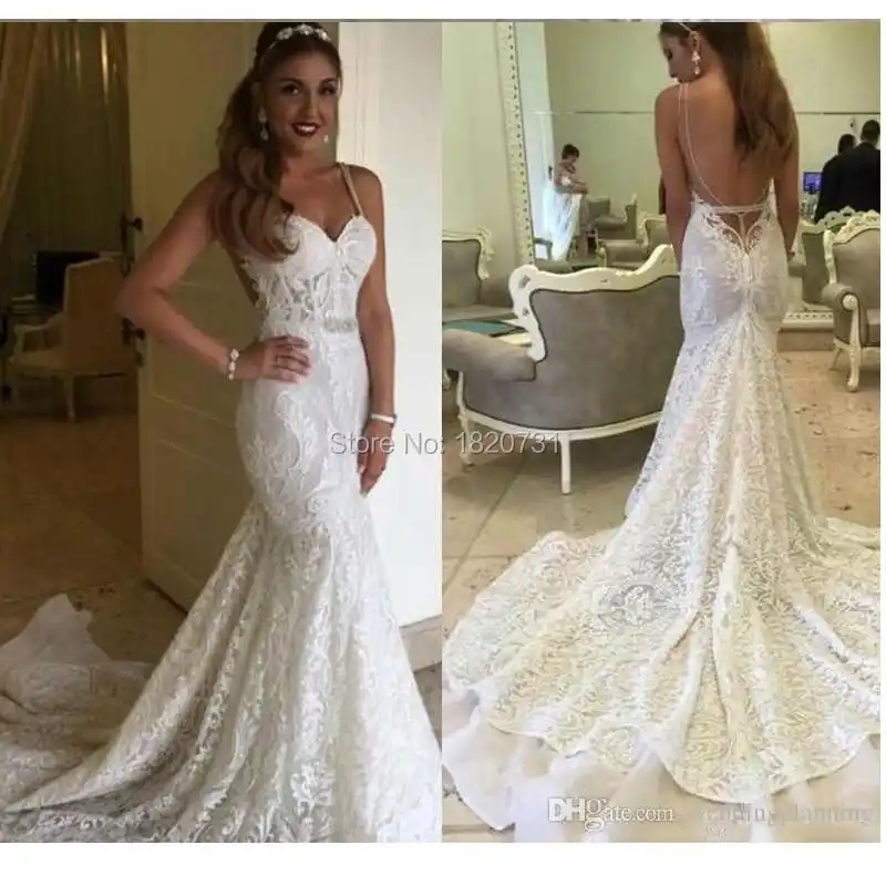 Sexy Berta 2020 Backless Wedding Dresses Autumn Mermaid Full Lace Bridal Dresses Garden Beach Wedding Gowns Sheer Chapel Train Beach Wedding Gowns Backless Wedding Dressbackless Wedding Aliexpress