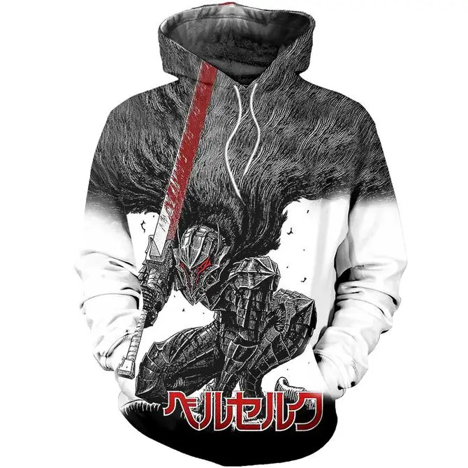 

New 2019 Berserk Berserker 3D Print Hoodies Clothing Sweatshirt Men Novelty Streetwear Hooded Long Sleeve Cartoon Costume