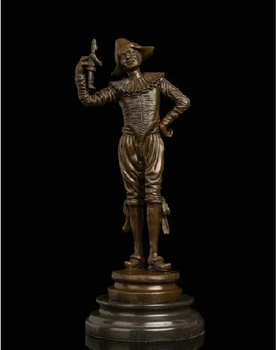 

Art Deco Sculpture "Happy Clown" Joker Hold Puppet Perform Bronze Statue Signed