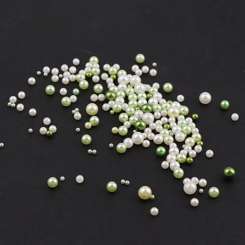 

3-6mm Light Green Series Mix Size Imitation No Hole Pearl Round Beads ABS Imitation Pearl Beads No Hole Loose Beads Diy Jewelry