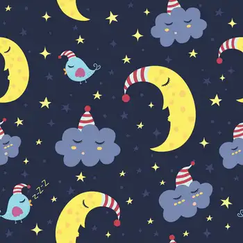 

TR 5ftx7ft newborns photography backdrop cartoon night sky clouds moon star fabric child background for photography studio props