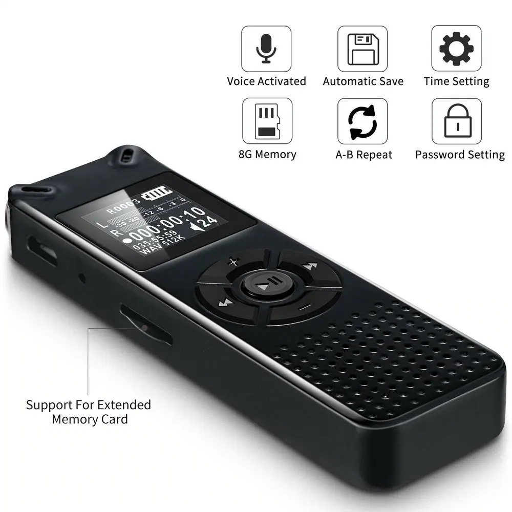Ativada por Voz Gravação de Áudio Vandlion Profissional Inteligente Digital Portátil hd Dictaphone Gravador Mp3 - Image 2