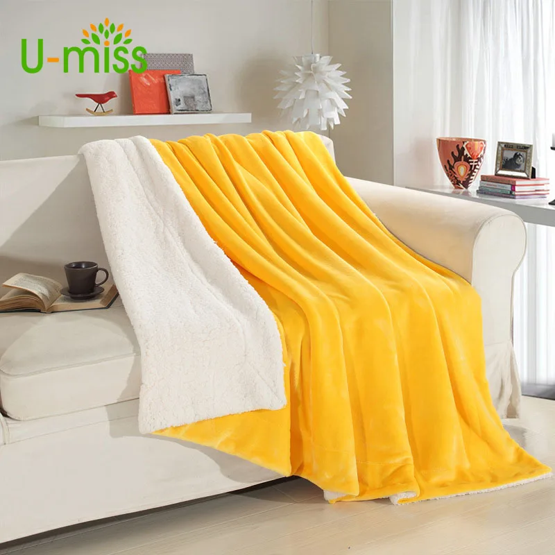 

U-miss Thicken Soft spring autumn Coral Wool Blanket Colorfast on The Bed Business Gifts Fiber Stripe Rectangle Portable Blanket