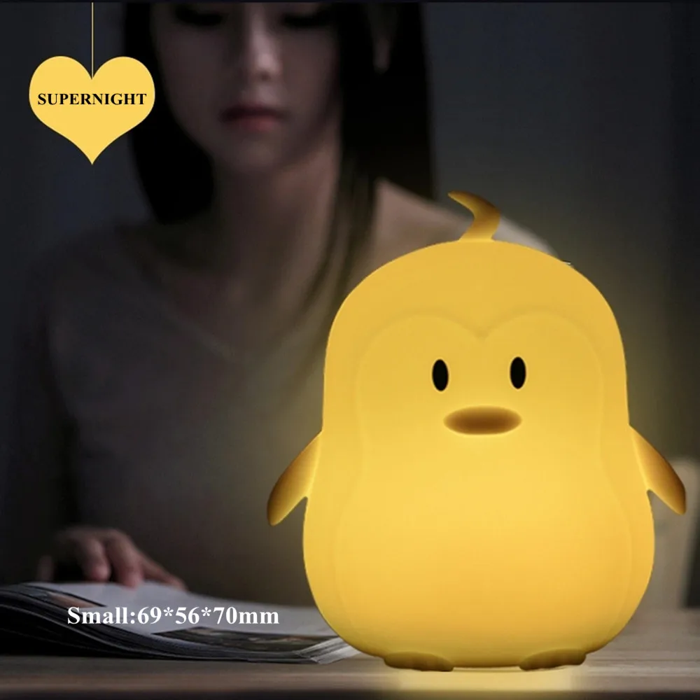  Mini Penguin LED Night Light 9 Colors 3 Modes Silicone Cartoon Animal Lamp Bedroom Bedside Lamp for - 32977554464