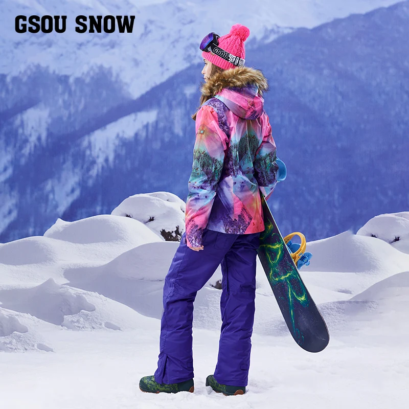 GSOU SNOW 2017 Новый Зимний лыжный костюм Женская ветрозащитная теплая утепленная