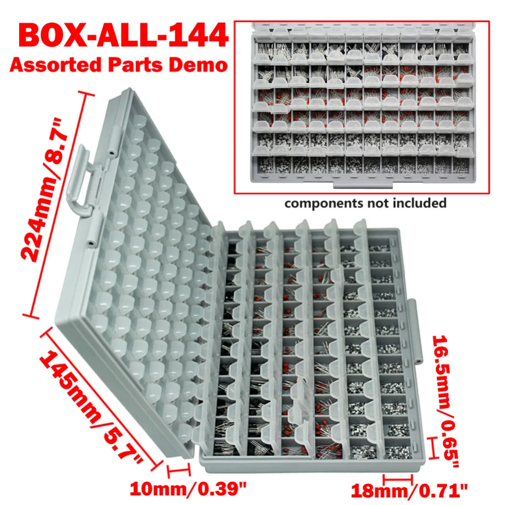 AideTek BOXALL de plástico de la caja de herramientas de montaje SMD SMT 1206, 0805, 0603, 0402 componentes electrónica cuentas de almacenamiento de los casos y los organizadores 2 BOXALL