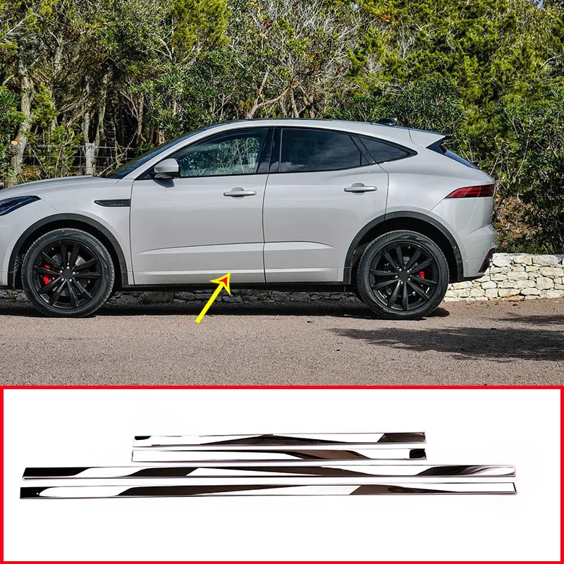 4pcs Stainless Steel Car Side Decoraiton Trim For Jaguar E Pace 2018
