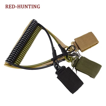 

Adjustable Combat Sling Telescopic Tactical Pistol Hand Gun Secure Lanyard Spring Sling with magic tape Belt hanging buckle