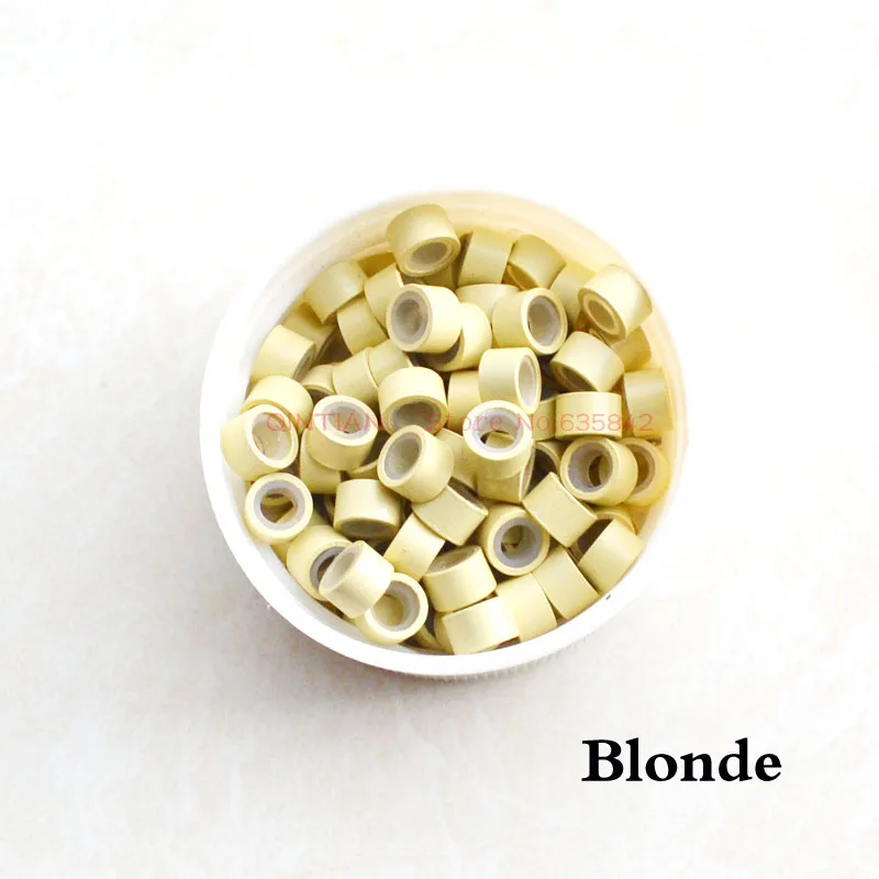 1000 шт кольца 5*3*3 мм Силиконовое алюминиевое кольцо черный коричневый блонд 5 цветов для наращивания волос микро кольцо/инструменты для париков аксессуар