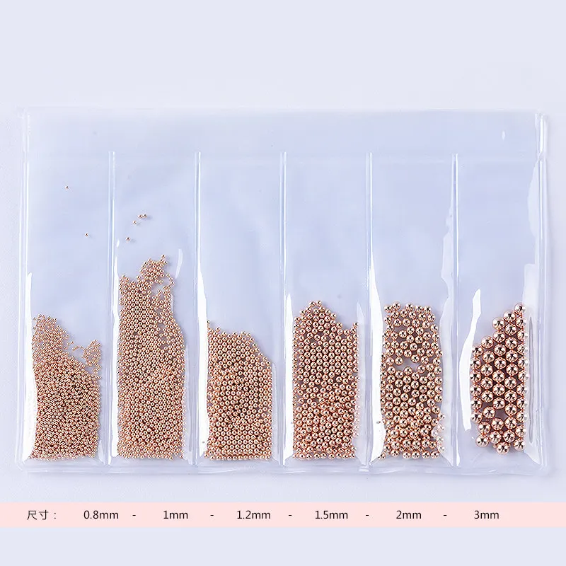 Pacote Tamanho Misturado 0.8-3mm 3d Metal Caviares Grânulo Bola Ouro Preto Prata Rosa Unhas Arte Decorações Liga Gemas Manicure Faça Você Mesmo Dicas 100 6 8 Cheap Strass e decorações