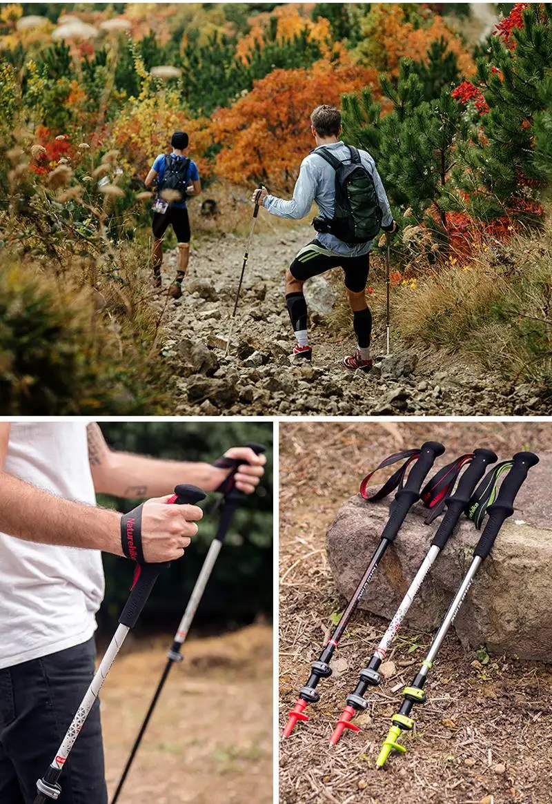 Leve de Fibra de Carbono Vara de Cana Cerca de 185g Carbono plus Liga de Alumínio Naturehike Acampamento plus Liga de Alumínio Bengala Pólo Caminhadas Pólo Caminhadas 18 Esporte e Lazer