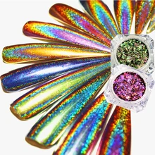 1 шт Хамелеон лазер хром голографическая Радуга Дизайн ногтей Блеск порошок пигмент хлопья зеркало пыль Украшение Маникюр JIQC01-12