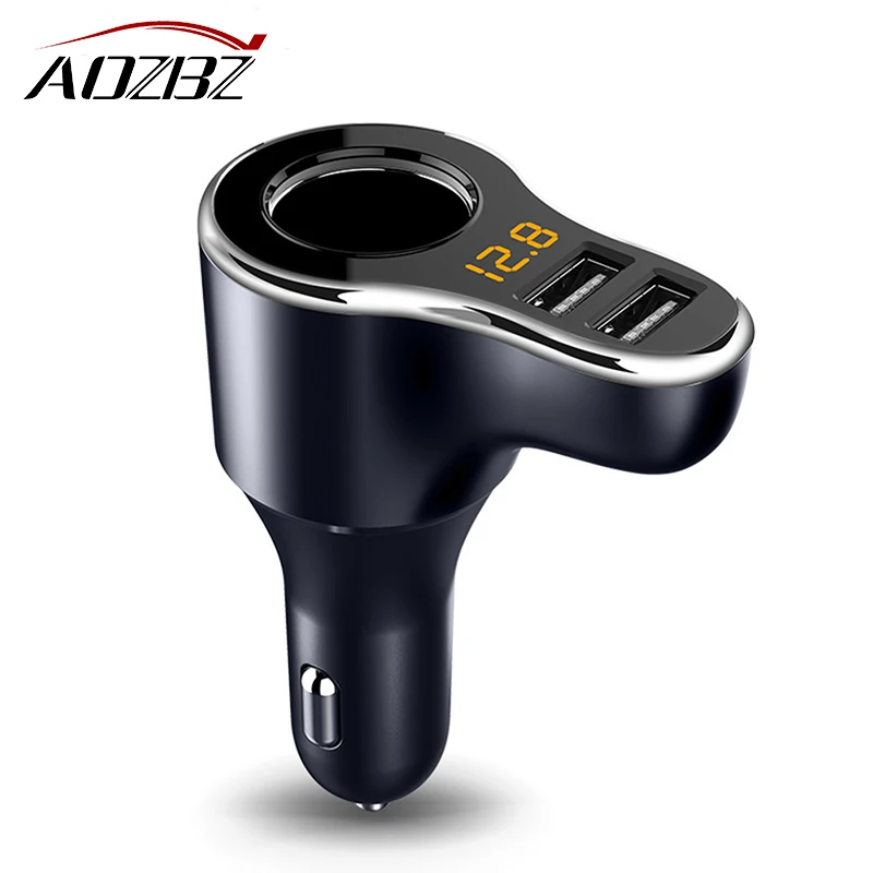 

3.1A Cigarette Lighter Socket Dual USB Car Charger Adapter with Volmeter Support Smart Fast Charge DC 12-24V for Phone Tablet