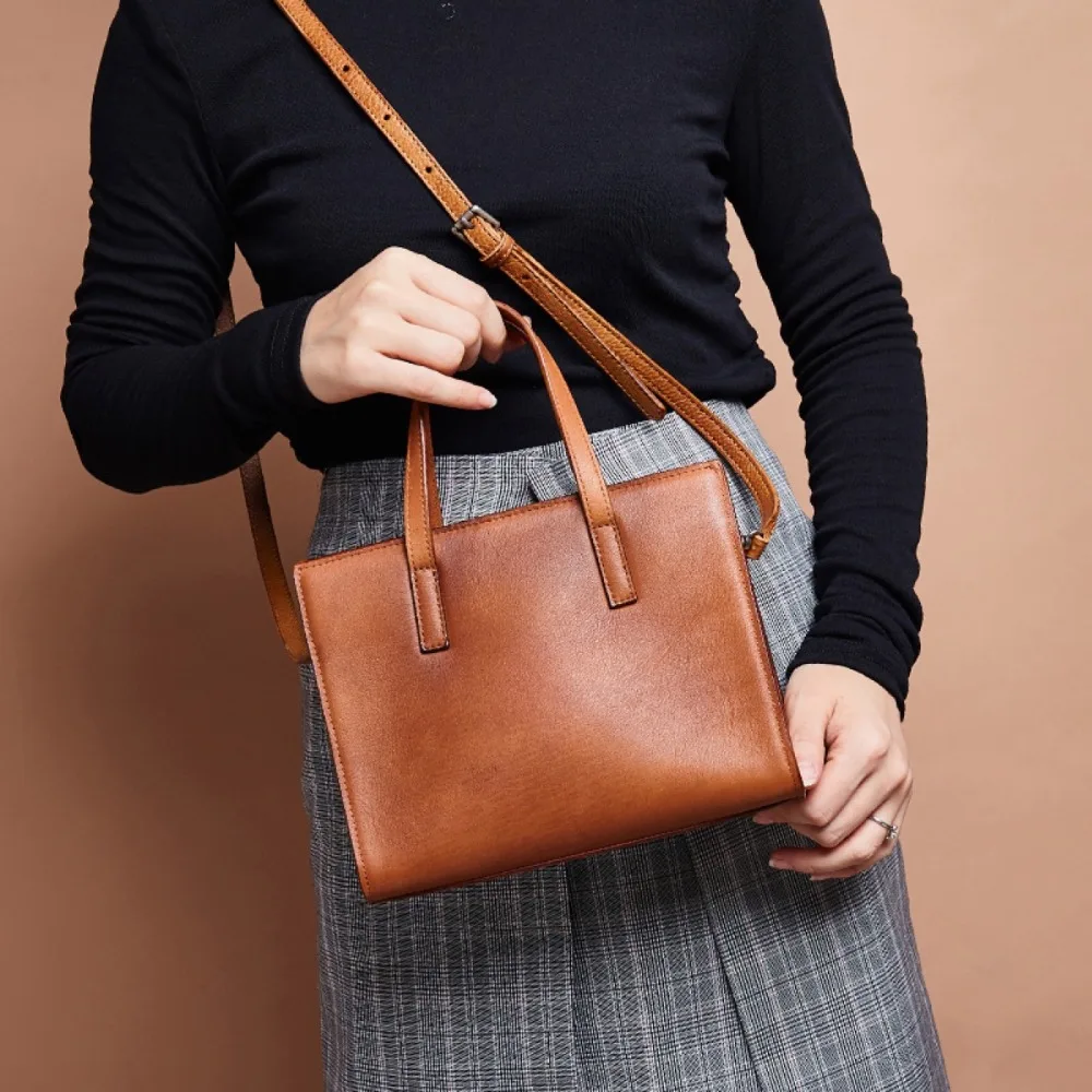 

Hand Painted Designer Genuine Cow Leather OL Lady Small Working Purse Women Top-handle Totes Handbag Female Single Shoulder Bag