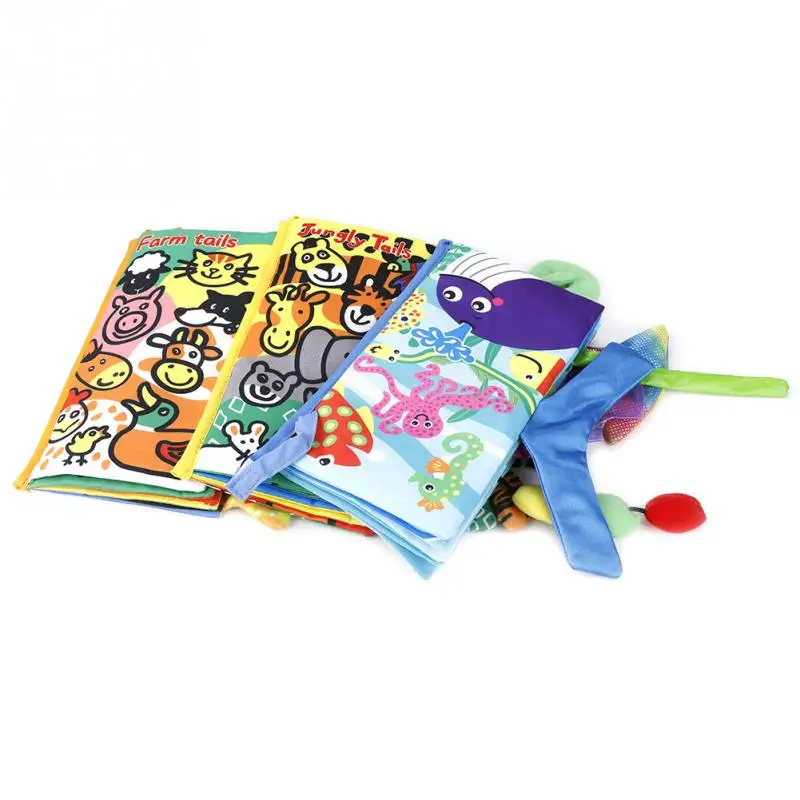 

Baby Cloth Book Children Kids Educational Toys Soft Fabric Animals Tails English Learning Story Quiet Book For Newborn Babies