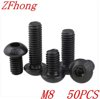 

50pcs/Lot M8*10/12/16/20/25/30/35/40/45/50mm ISO7380 Grade10.9 Black Button Head Hex Socket Cap Screws Bolts