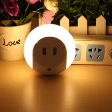 Double USB Induction Sensor Control Light Intelligent LED Night Light Bedside Wall Plate Charger EU Plug AC220V