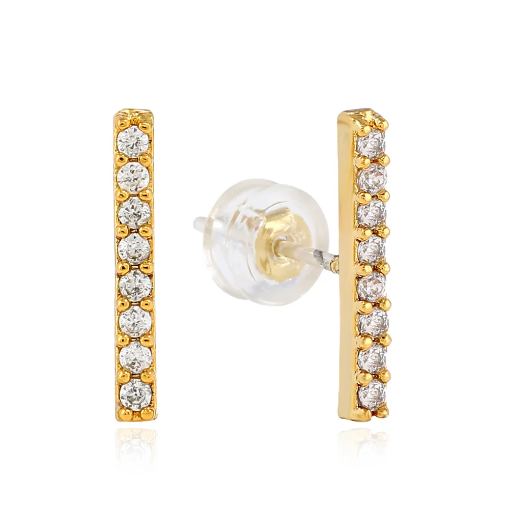 

Men's Hip Hop Stud Earring Copper Material 1 Row AAA CZ Stone Bling Iced Out Male Earring Men Rock Jewelry Gold Silver Color