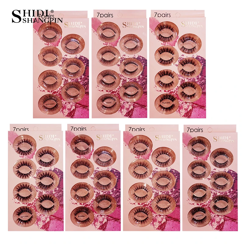 

SHIDISHANGPIN 7 pairs 3d mink lashes hand made natural long false eyelashes volume fake eyelash extension makeup soft fluffy