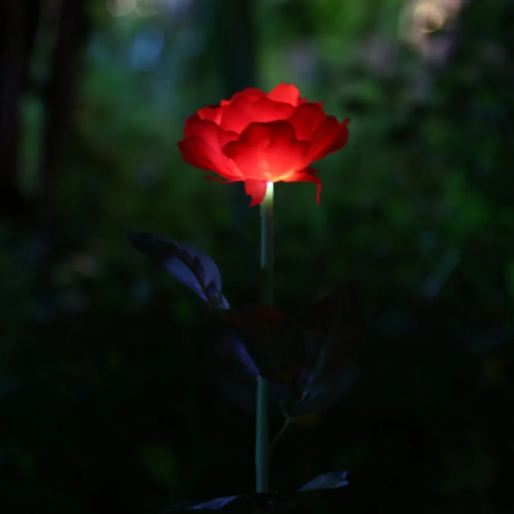 Rose Flower Solar Power LED Light Waterproof Outdoor Garden Yard Lawn