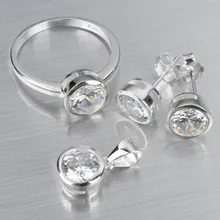 Nueva Moda de Joyería de La Boda Gits para Las Mujeres Dama Real 925 Plata de Ley Pendientes de La Joyería Sets Clear Cubic Zirconia Mujeres Regalos