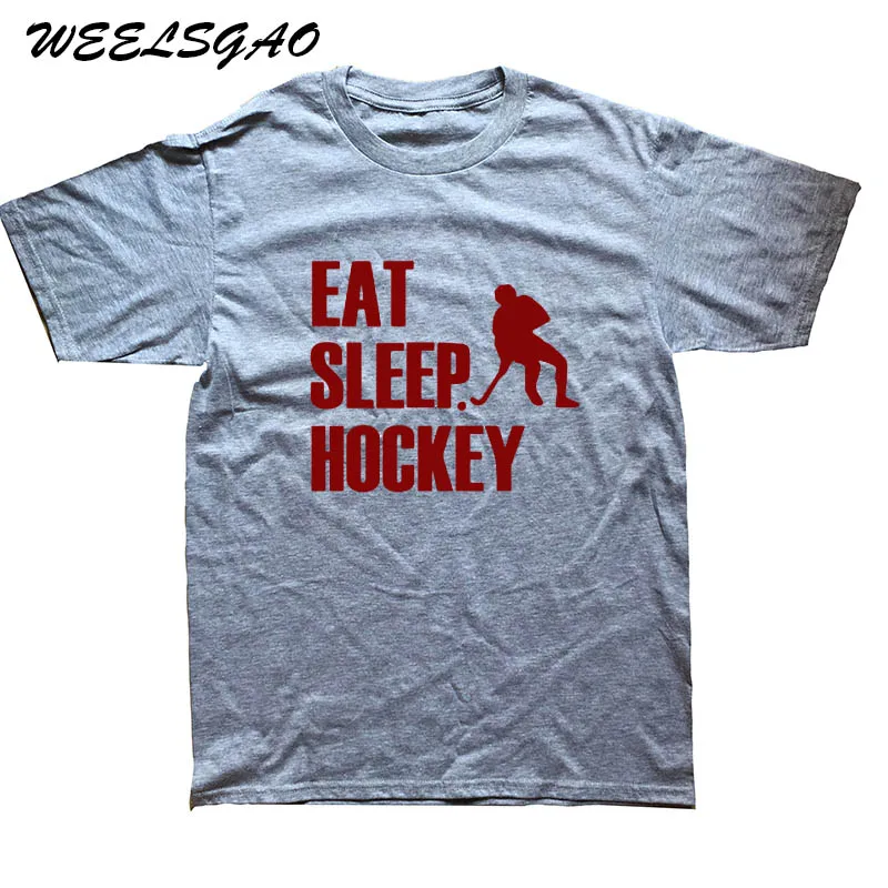 WEELSGAO, летние мужские футболки, забавные, есть сон, Hockey, с принтом, футболка, мужская, повседневная, короткий рукав, o-образный вырез, топы, высокое качество, бренд - Цвет: gray