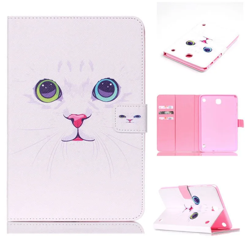 For Samsung Galaxy Tab A 8.0 T350 T355 Case PU Leather Cat Shining Rose Tree Pink Magnetic Smart Tablet Wallet Slots Covesr new  (5)