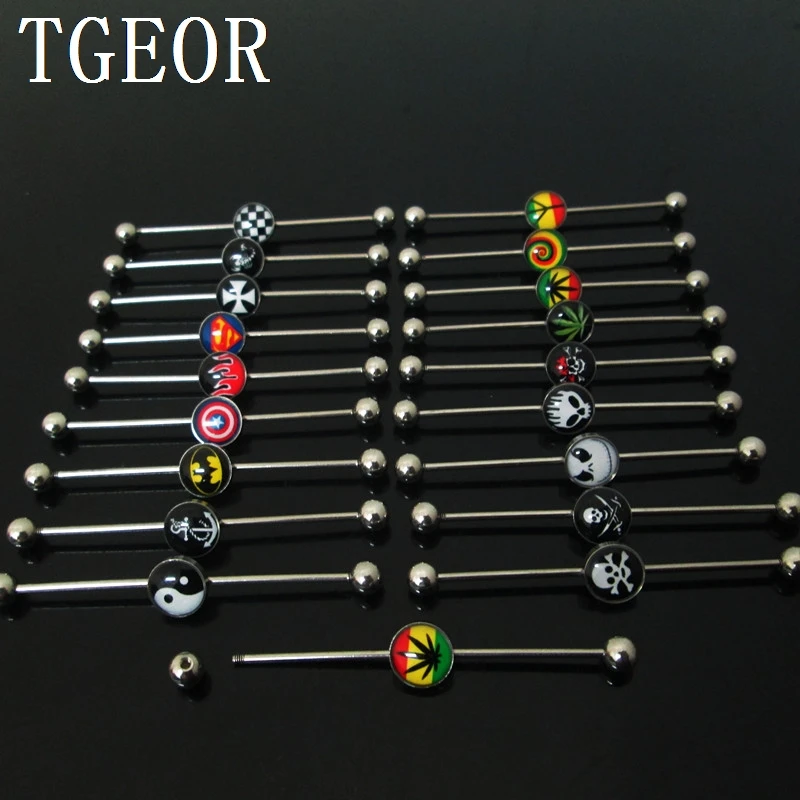 

scaffold barbells Charm 180pcs surgical Stainless Steel mixed 18 logos industrial barbell piercing free shipping