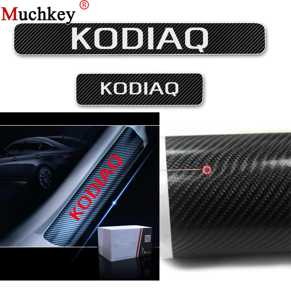 

Welcome Pedal Guard Car Door Sill Scuff Plate For SKODA KODIAQ Door Threshold Plate Carbon Fiber Vinyl Sticker Car Styling 4Pcs