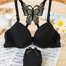 Женщин бюстгальтера чашки Глубокий V кружева сексуальное нижнее белье пуш-ап застежка спереди сборный бюстгальтер белье наряд бесшовное B18